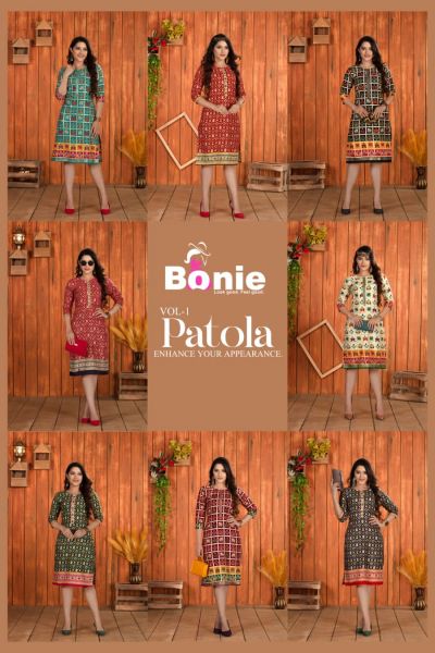 Bonie Patola Vol 1 Fancy Rayon Designer Kurti Collection